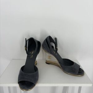 CHANEL Peep‑Toe Wedges